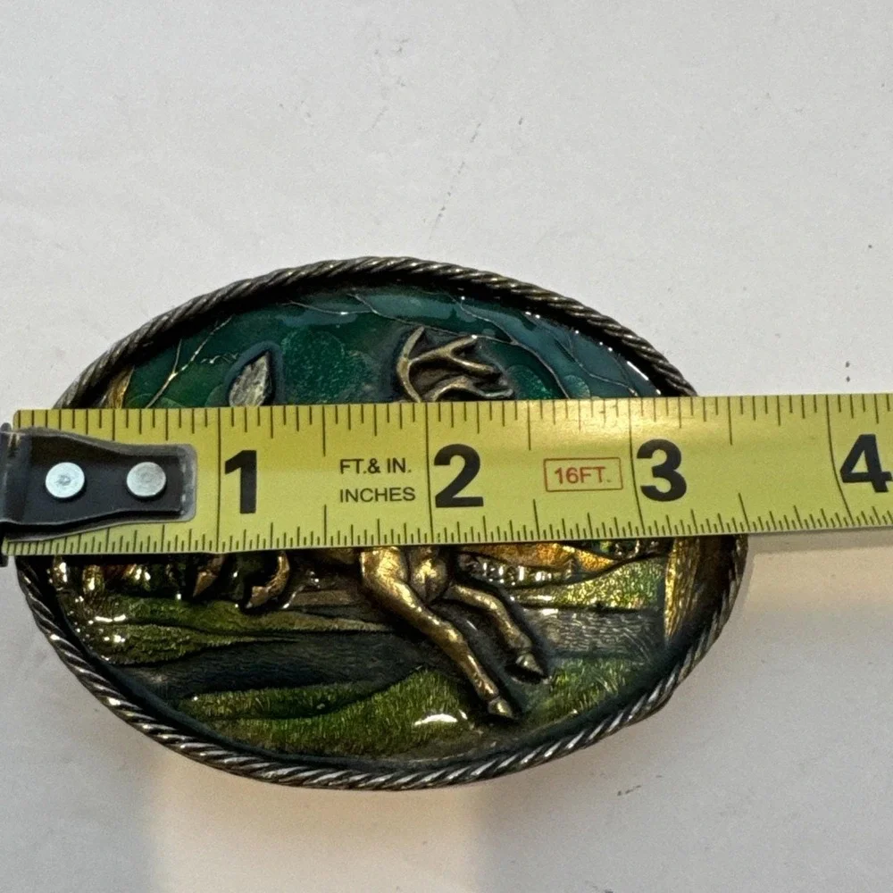 Vintage 1986 Brass Deer Belt Buckle The Great American Buckle Co. Chicago USA